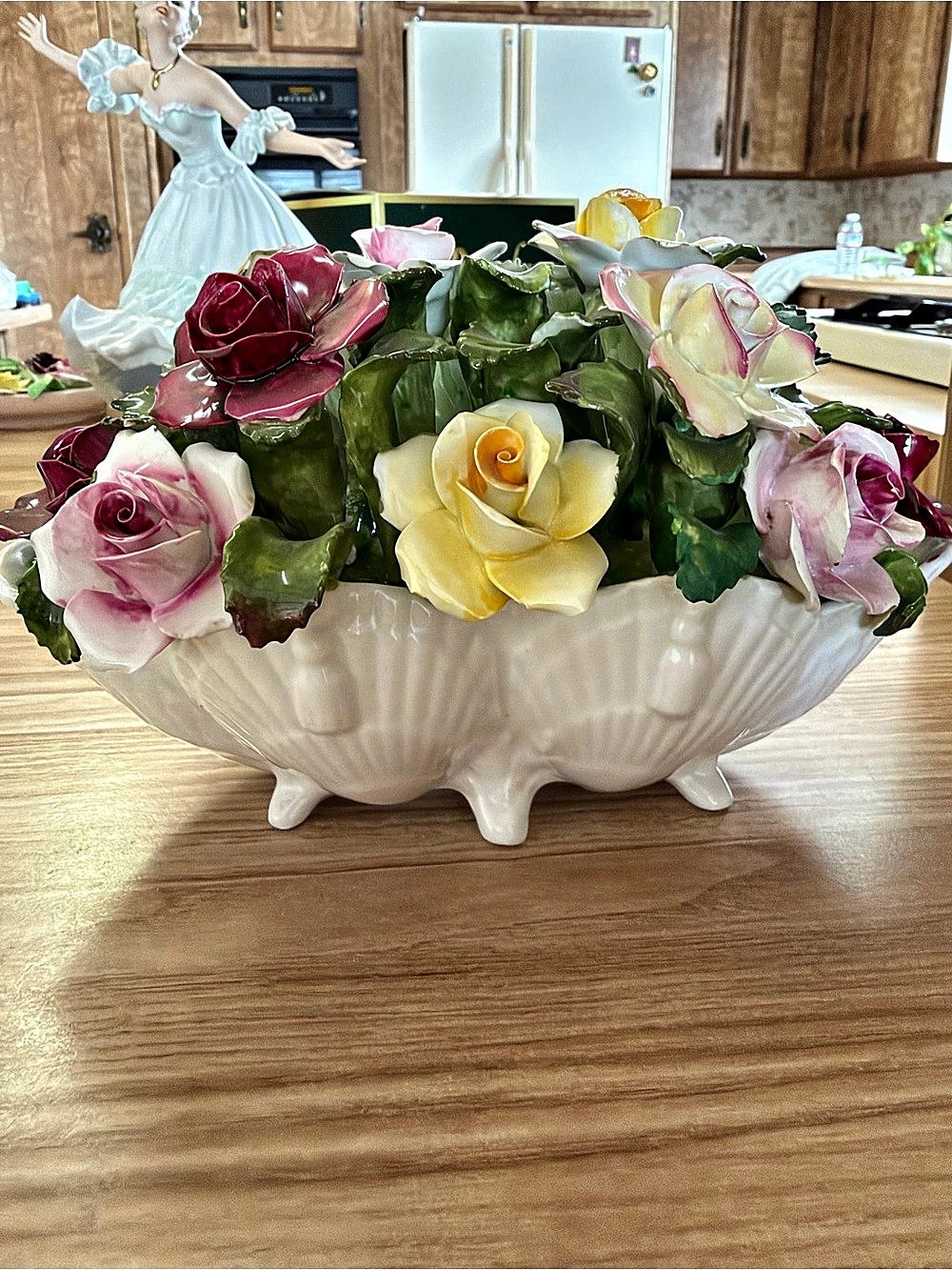 Aynsley Hand Modelled Fine Bone China Floral Centerpiece Basket